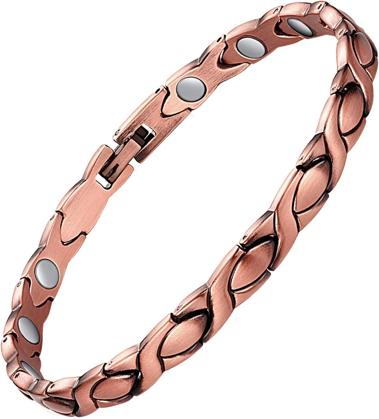 Feraco Copper Bracelets for Women, 99.99% Pure Copper Magnetic Bracelets with Effective Neodymium Magnets, Adjustable Jewelry Gift with Sizing Tool