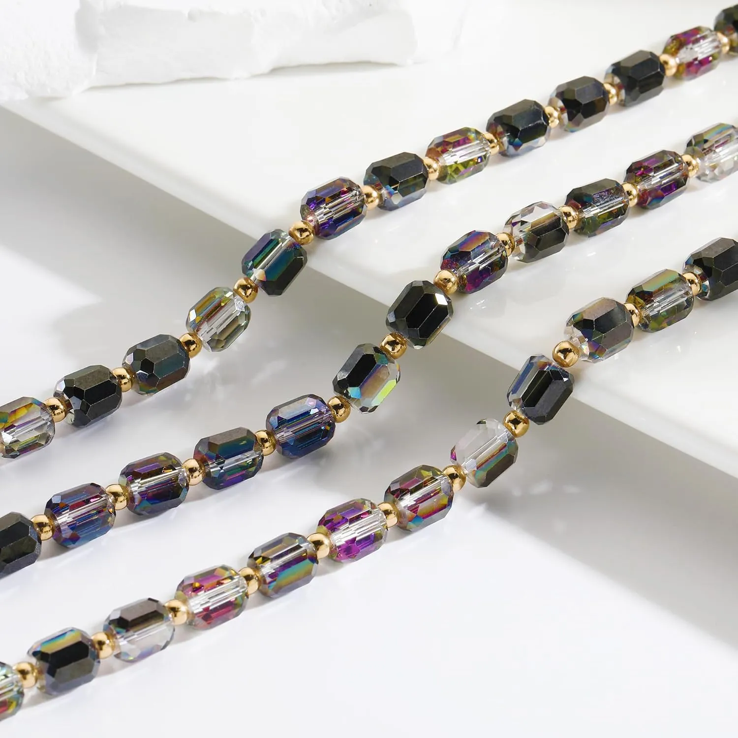 Firstmeet Elegant Layered Glass Bead Necklace Fashionable Retro Jewelry for Women Perfect for Parties Festivals