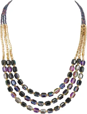 Firstmeet Elegant Layered Glass Bead Necklace Fashionable Retro Jewelry for Women Perfect for Parties Festivals