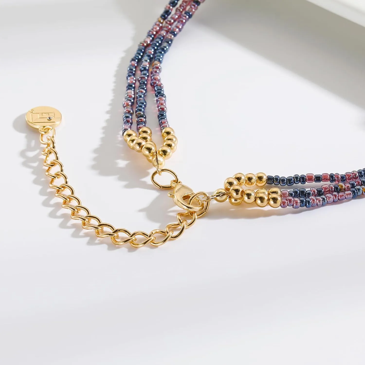 Firstmeet Elegant Layered Glass Bead Necklace Fashionable Retro Jewelry for Women Perfect for Parties Festivals