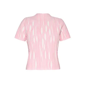 FITTED TEXTURED TOP - WHITE & PINK
