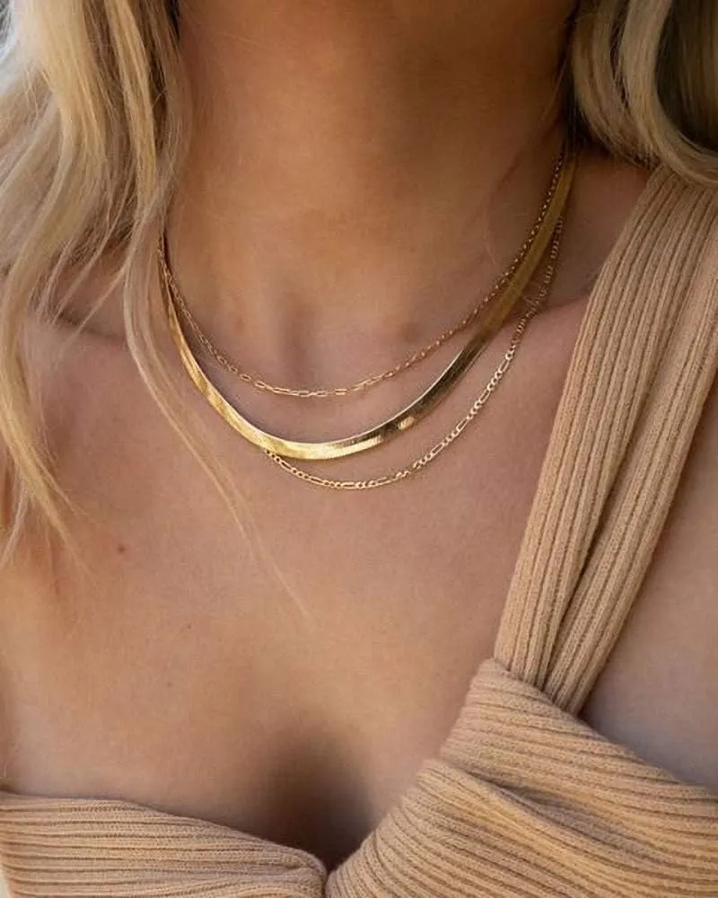Fiusem Gold Plated Snake Chain Choker Necklace for Women, 14K Gold Plated Brass, 16 inches, Hook and Eye Clasp, Formal, Special Occasion, Young Women