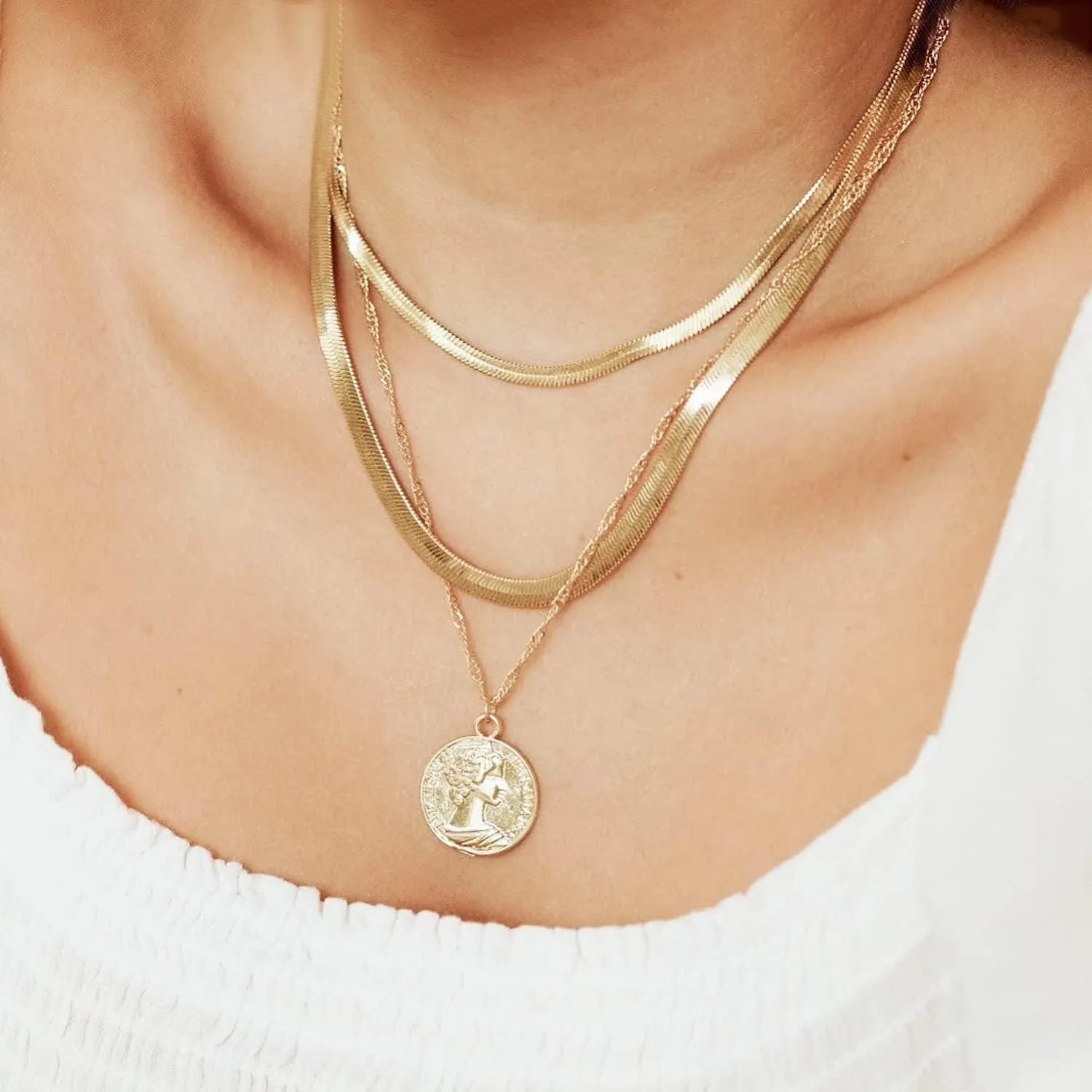 Fiusem Gold Plated Snake Chain Choker Necklace for Women, 14K Gold Plated Brass, 16 inches, Hook and Eye Clasp, Formal, Special Occasion, Young Women