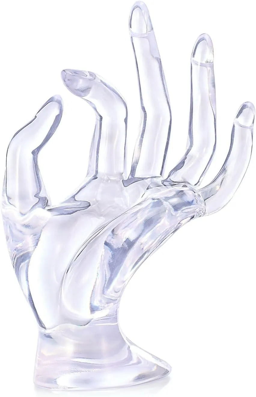 Flexzion Hand Jewelry Holder Female Mannequin Hands Holder for Bracelet, Watch, Hand Ring Holder for Jewelry, Mannequin Arm Form Model, Hand Stand Display, Polyresin Hand Mannequin, Transparent