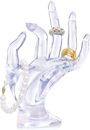 Flexzion Hand Jewelry Holder Female Mannequin Hands Holder for Bracelet, Watch, Hand Ring Holder for Jewelry, Mannequin Arm Form Model, Hand Stand Display, Polyresin Hand Mannequin, Transparent