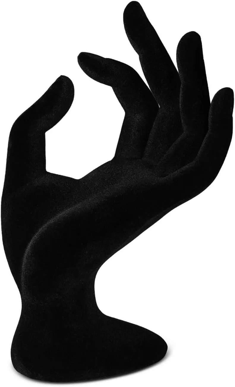 Flexzion Hand Jewelry Holder Female Mannequin Hands Holder for Bracelet, Watch, Hand Ring Holder for Jewelry, Mannequin Arm Form Model, Hand Stand Display, Velvet Hand Mannequin, Black Velvet