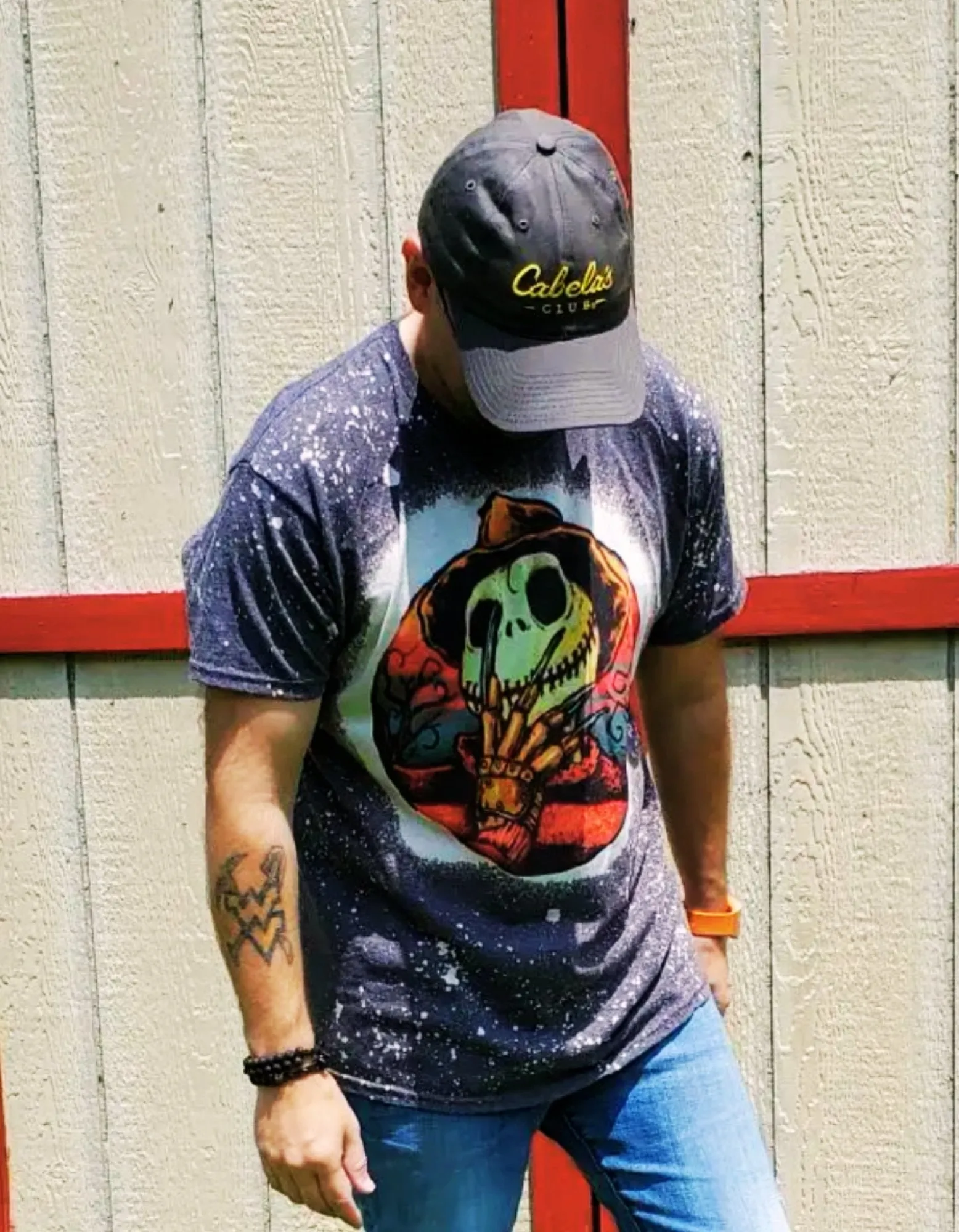 Freddy Krueger Jack Skellington Bleached T-Shirt