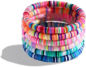 Friendship Bracelets for Women Colorful Clay Beaded Stretch Bracelets Elastic Layering Stackable Boho Disc Y2K Aesthetic Summer Beach Jewelry Set