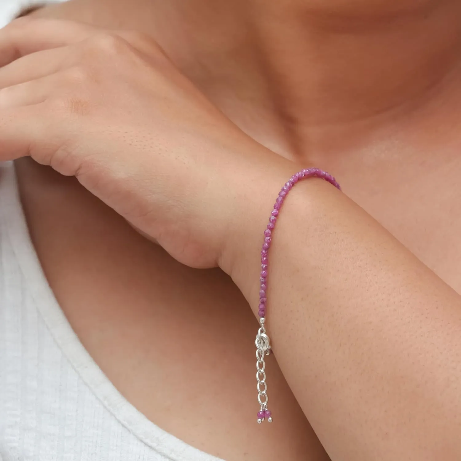 Gempires Genuine Turquoise Beaded Bracelet December Birthstone Crystal Jewelry Hypoallergenic 8 Inch Silver Plated Simple Dainty Minimalist Bracelets