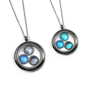 Glow in the Dark Custom Birth Moon Floating Locket with 1 to 4 Glowing Moon Charms - Personalized Birthday Lunar Phase Pendant