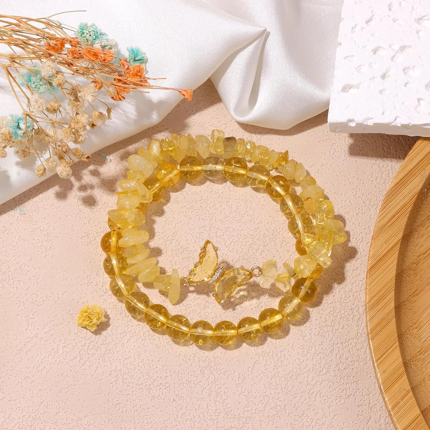 GolbalJew Amethyst Bracelet For Women Anxiety Amethyst Beaded Bracelets Butterfly Charms Healing Stone Layered Bracelet Gifts For Women