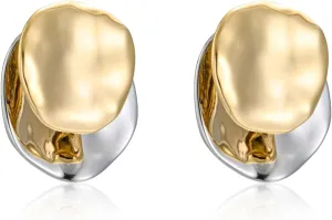 Gold and Silver Hoops Earrings,Two Tone Earrings for Women,Mix Color Chunky Studs,Hypoallergenic Earrings for Teen