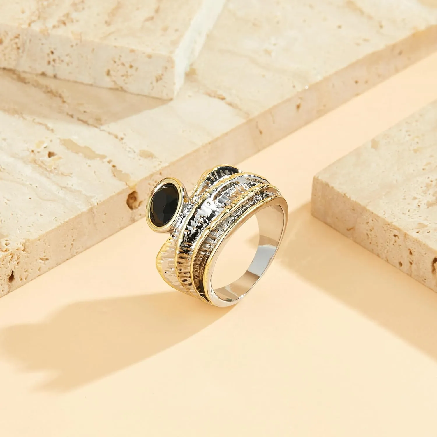 Gold and Silver Statement Rings for Women Wire Intertwined Design 18K Gold Plated Cocktail Rings Jewelry Gift