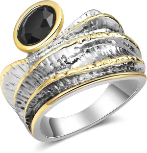 Gold and Silver Statement Rings for Women Wire Intertwined Design 18K Gold Plated Cocktail Rings Jewelry Gift
