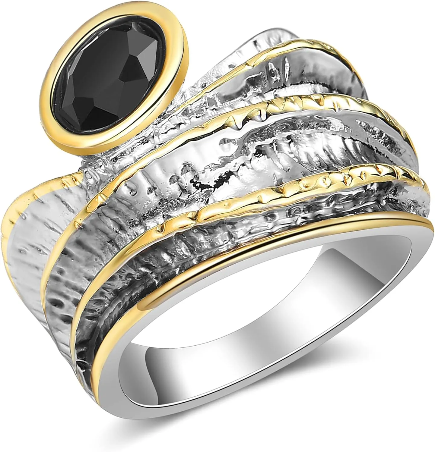 Gold and Silver Statement Rings for Women Wire Intertwined Design 18K Gold Plated Cocktail Rings Jewelry Gift