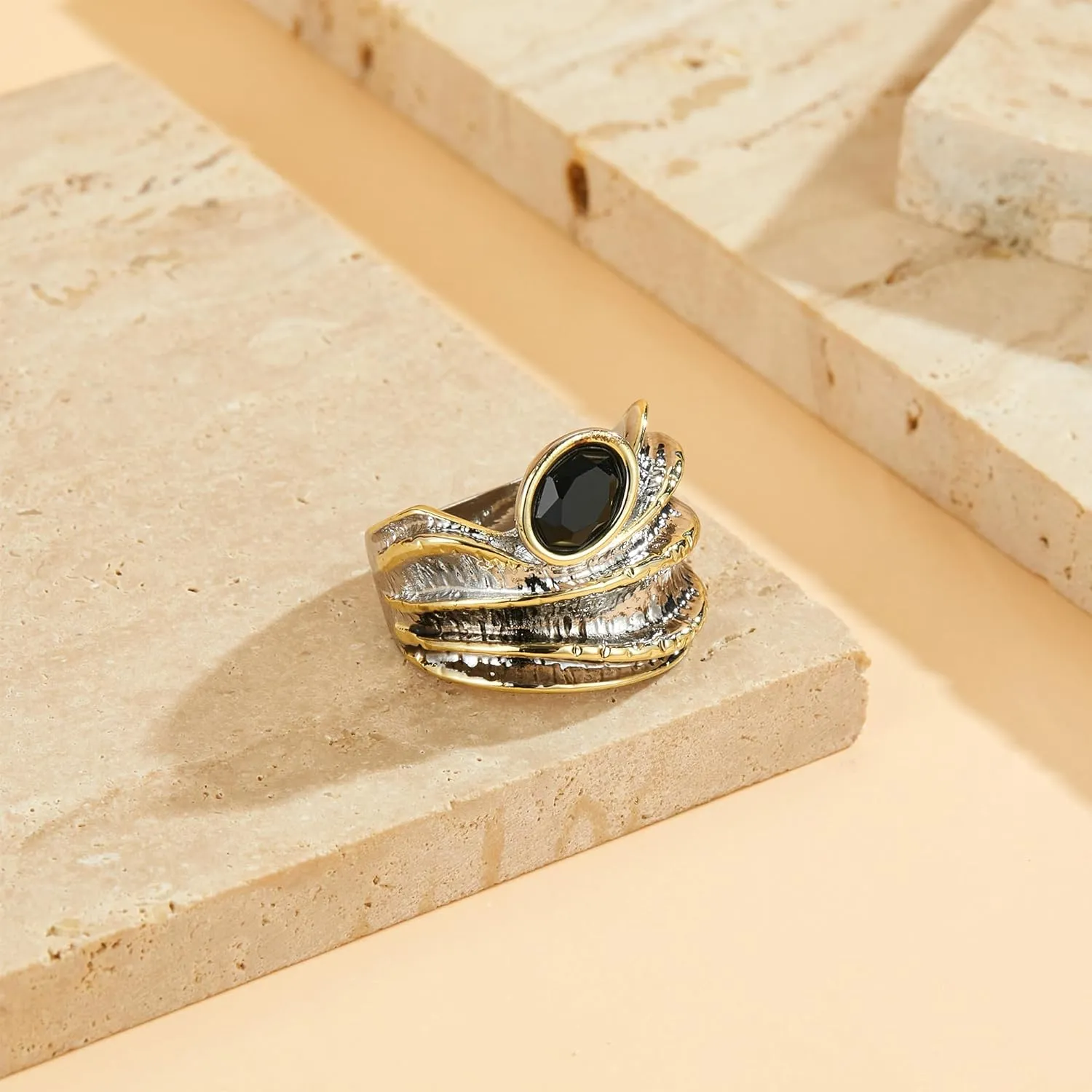 Gold and Silver Statement Rings for Women Wire Intertwined Design 18K Gold Plated Cocktail Rings Jewelry Gift