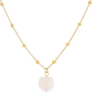 Gold Ball Beaded Shell Pendant Necklaces for Women, Dainty Handmade Adjustable Layered Golden Chain Necklace Outfit Accessories Jewelry Gift.