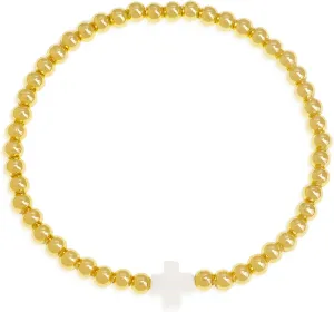 Gold Beaded Colorful Cross Bracelets Stack for Women, Boho Handmade Ball Beads Stackable Friendship Stretch Prom Holiday Jewelry Gift.