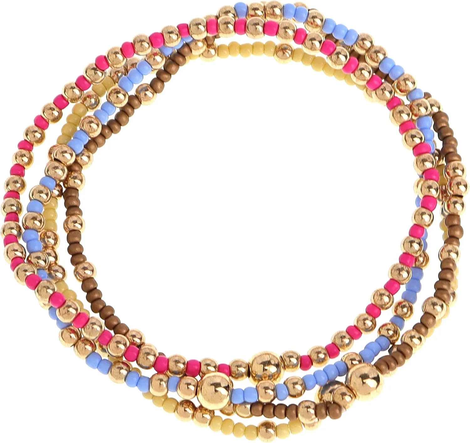 Gold Beaded Friendship Bracelet Stack for WomenSeed Beads Bracelets Summer Boho Beach Handmade Stackable Jewelry Gift