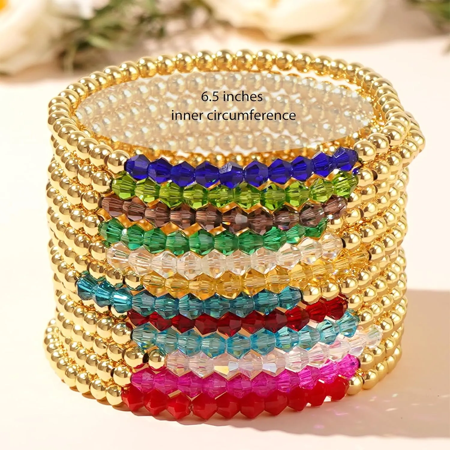 Gold Beaded Gemstone Friendship Bracelets for Women, Boho Handmade Natural Stones Beads Stackable Bracelet Summer Beach Jewelry Gift.