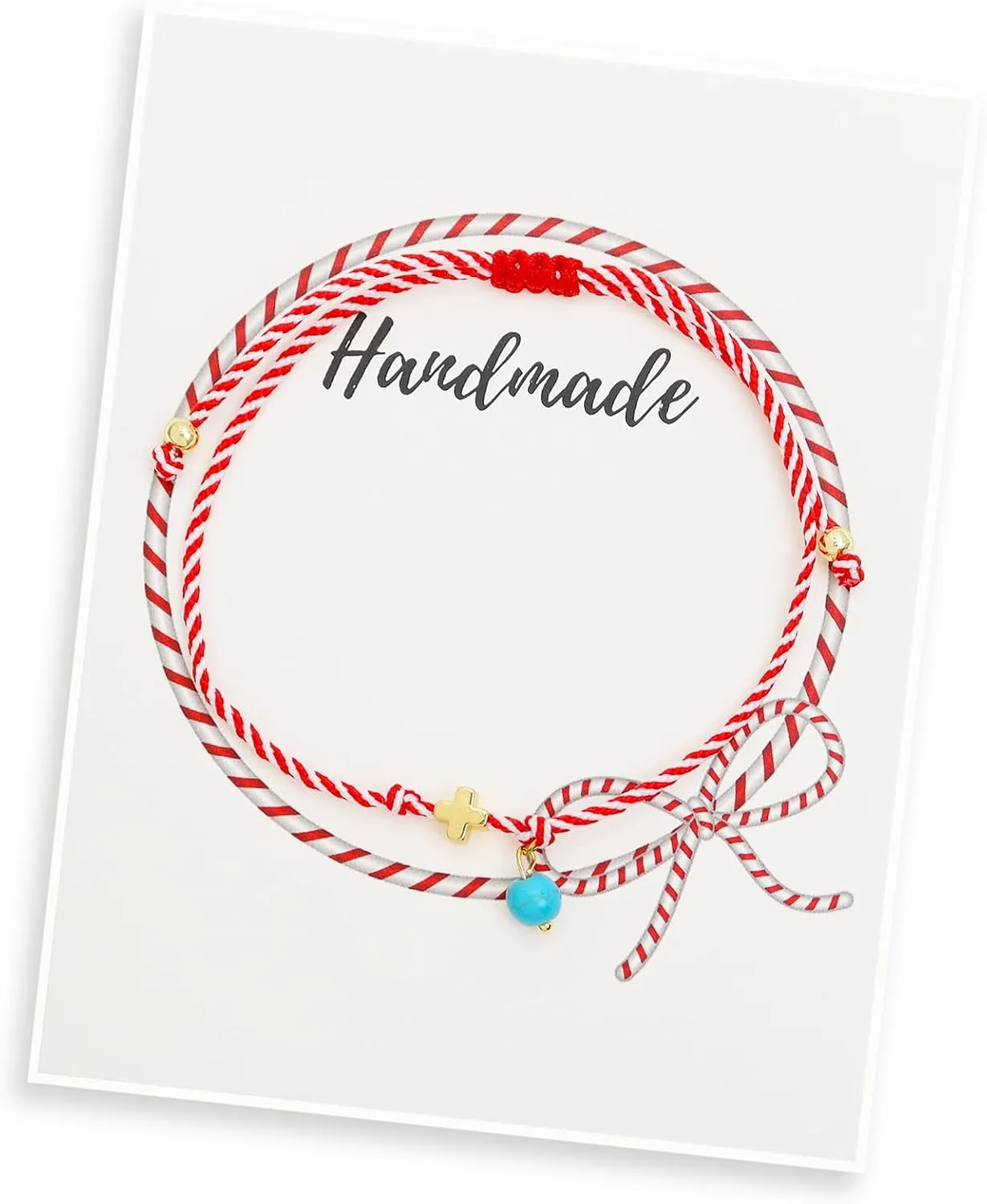 Gold Charm Bracelets for Women, Adjustable Handmade Red String Friendship Protection Bracelet Christmas Holiday Jewelry Gifts.