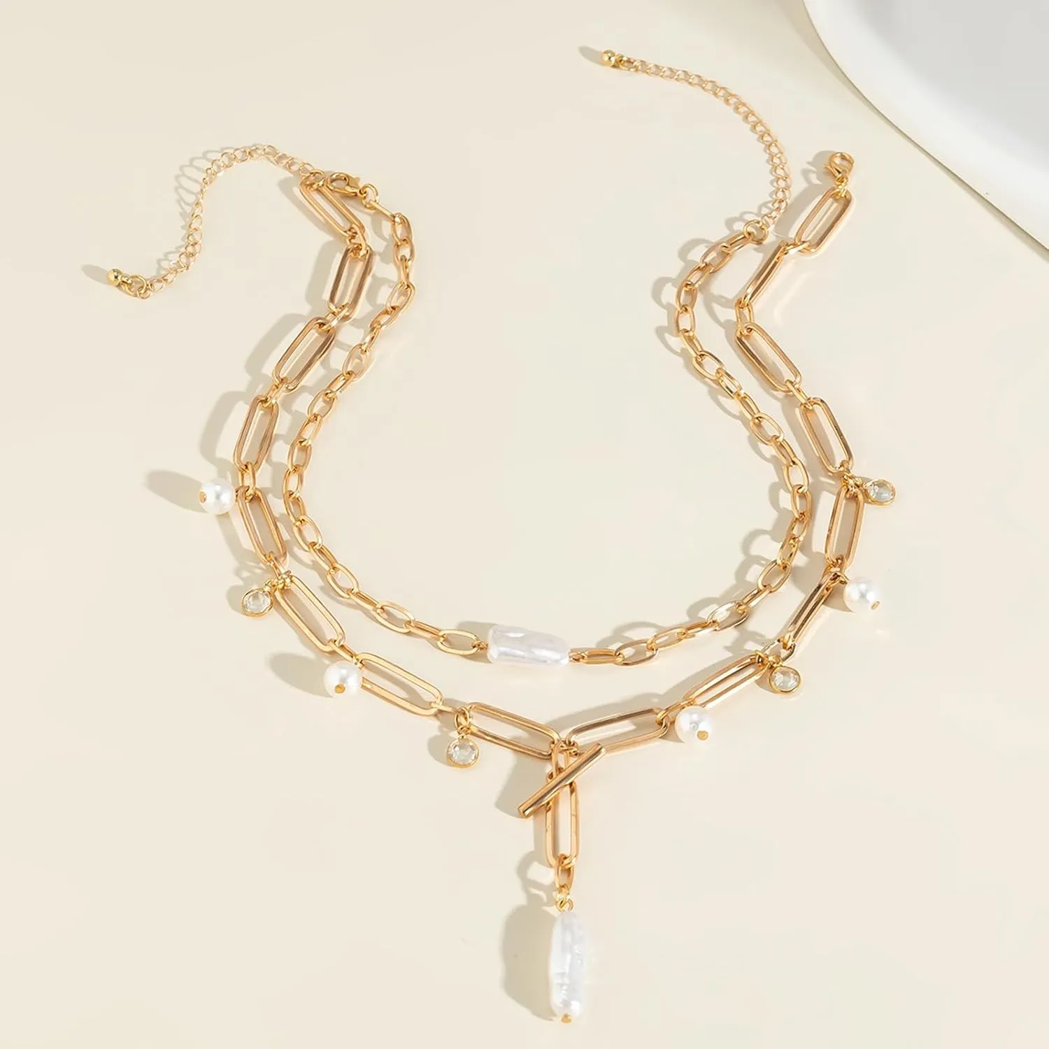 Gold Charm Necklace Paperclip Chain Beach Jewelry Adjustable Choker for Women Minimalist Dainty Layering Gift Idea