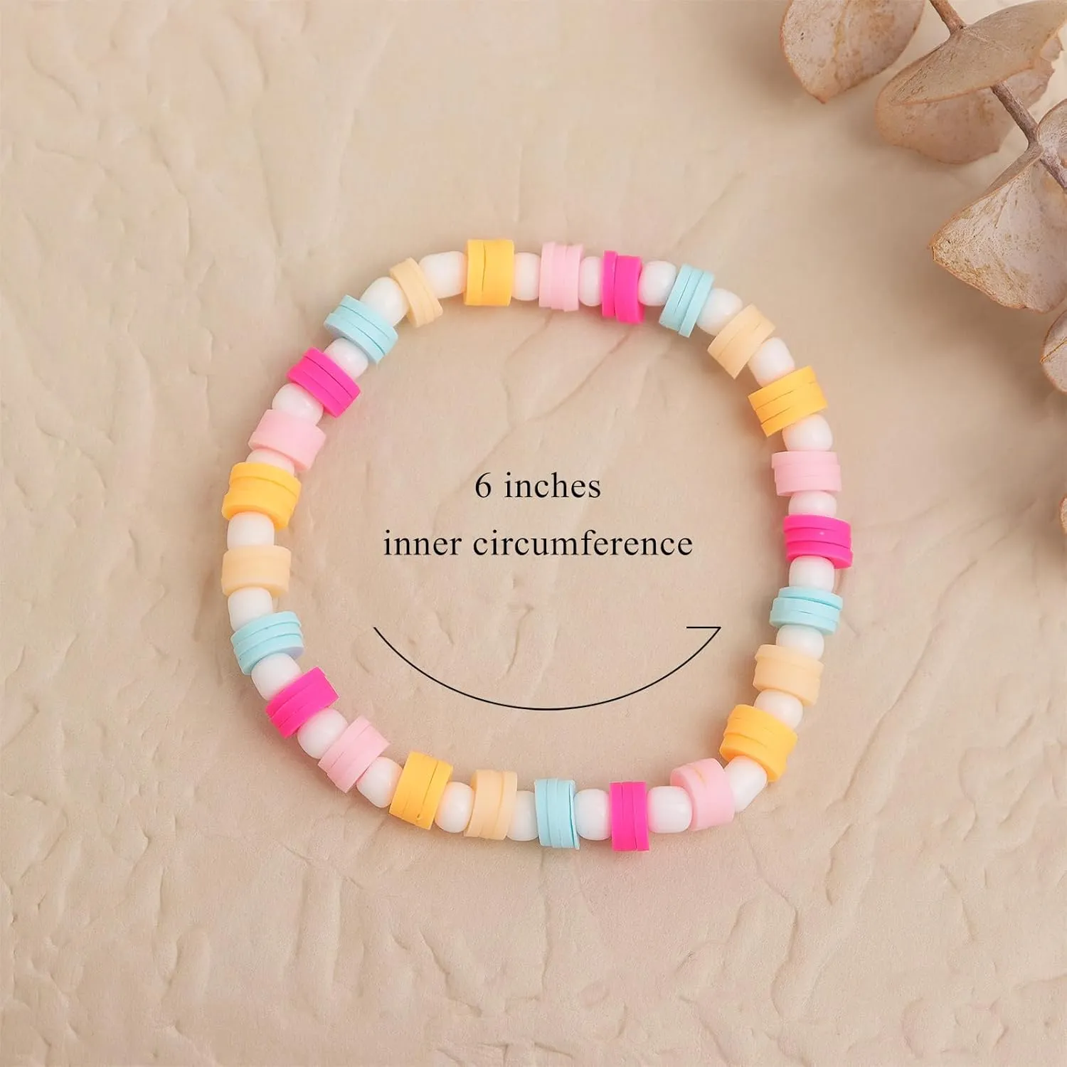 Gold Clay Beads Bracelets for Women, Boho Handmade Colorful Heishi Flat Beaded Friendship Stretch Bracelet Holiday Prom Jewelry Gift.