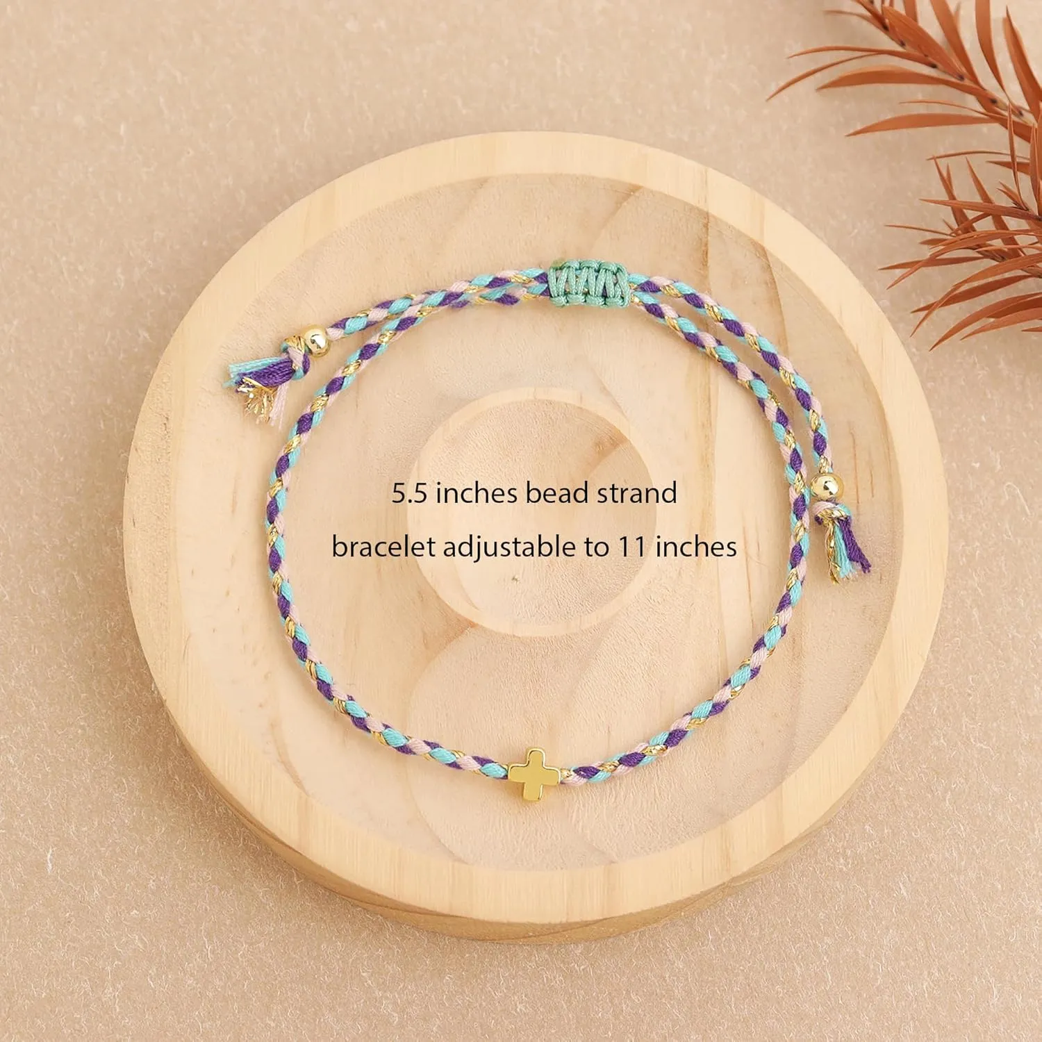 Gold Cross Woven Wrap Bracelets for Women, Boho Handmade Adjustable Braid Colorful Friendship Rope Bracelet Prom Jewelry Gift.