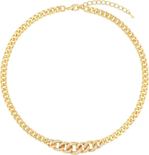 Gold Cuban Chain Link Necklace for Women Men 14K Gold Plated Cubic Zirconia Chunky Chain Choker Necklace Adjustable Punk Hip Hop Thick Cuban Chain Statement Necklace Trendy Jewelry Gift for Women