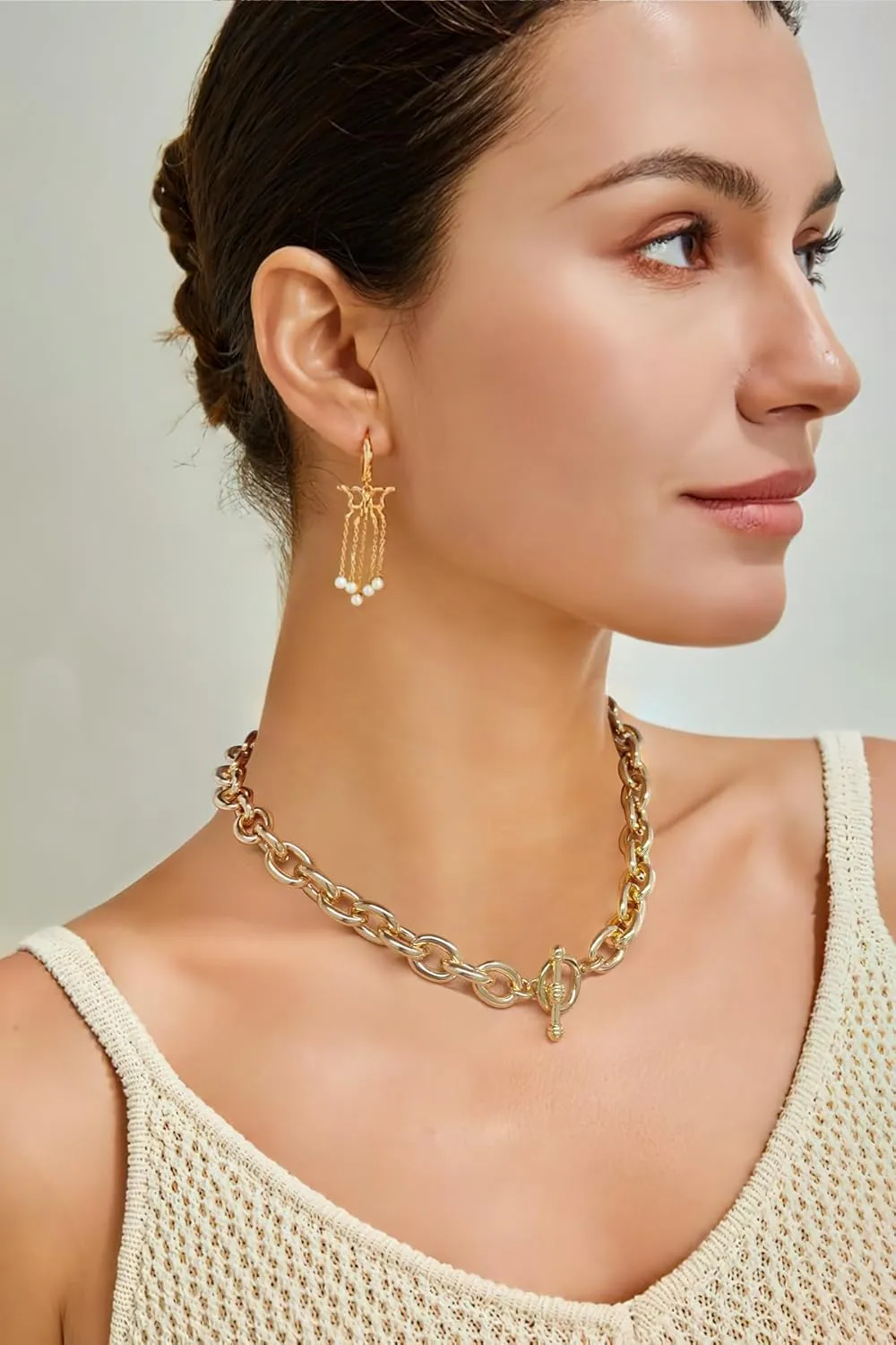 Gold Necklaces For Women Chunky Chain Necklace Choker Necklace Fashion Toggle Necklace Jewelry Gift