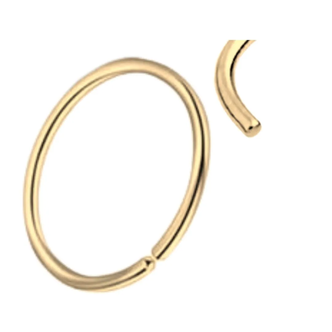 Gold Nose Ring Hoops for Lip Earring Cartilage Helix Septum body Piercings Small Thin Dainty Seamless Design for comfort Handmade Minimalist Style 14kt gold filled 10mm 20 gauge