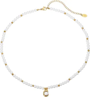 Gold Pearl Necklace for Women Dainty Pearl Choker Necklace White Pearl Beaded Necklaces Fashion Jewelry