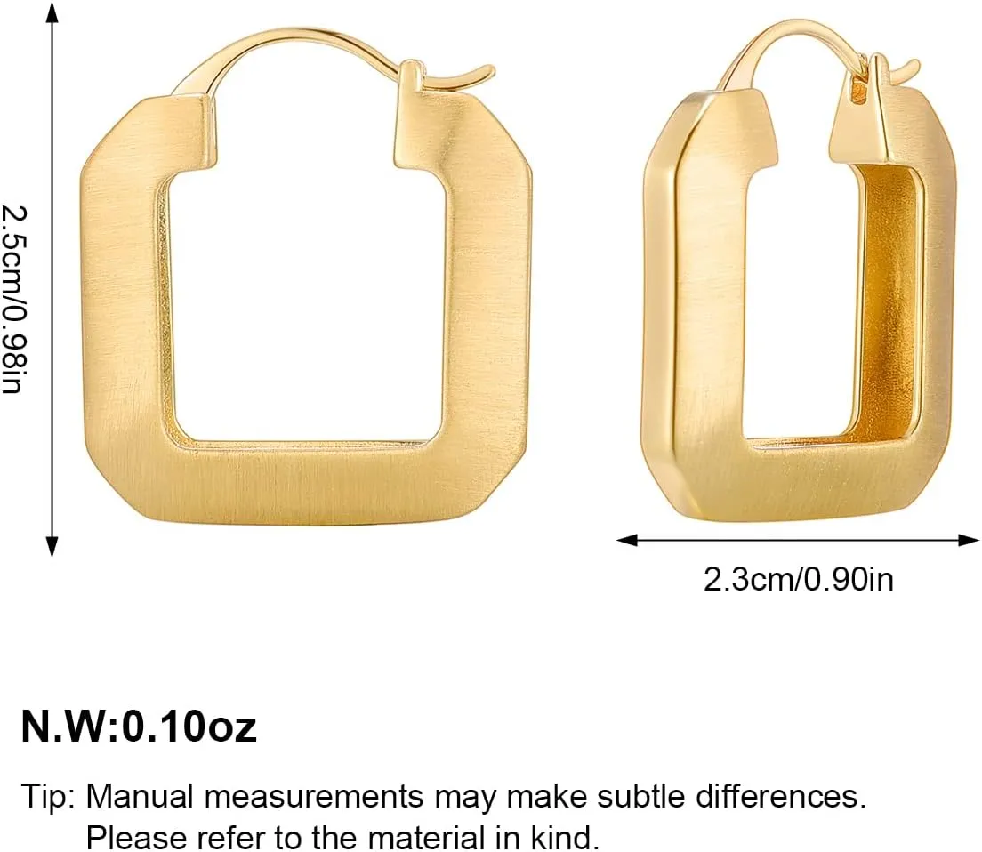 Gold Plated Huggie Hoop Earrings for Women Square Round Thick Hoop Earrings Jewelry Gift