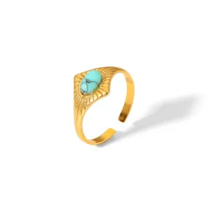 Gold Turquoise Ring, Turquoise Jewelry for Women, Vintage Western Rings for Boho Jewelry, Adjustable Rings for Women (Vintage)