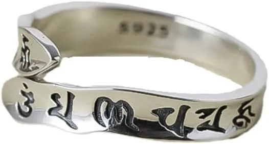 Good Luck Amulet Lucky Charm Adjustable Ring Sterling Silver Attract Lucky Wealthy Open Ring for Women Men