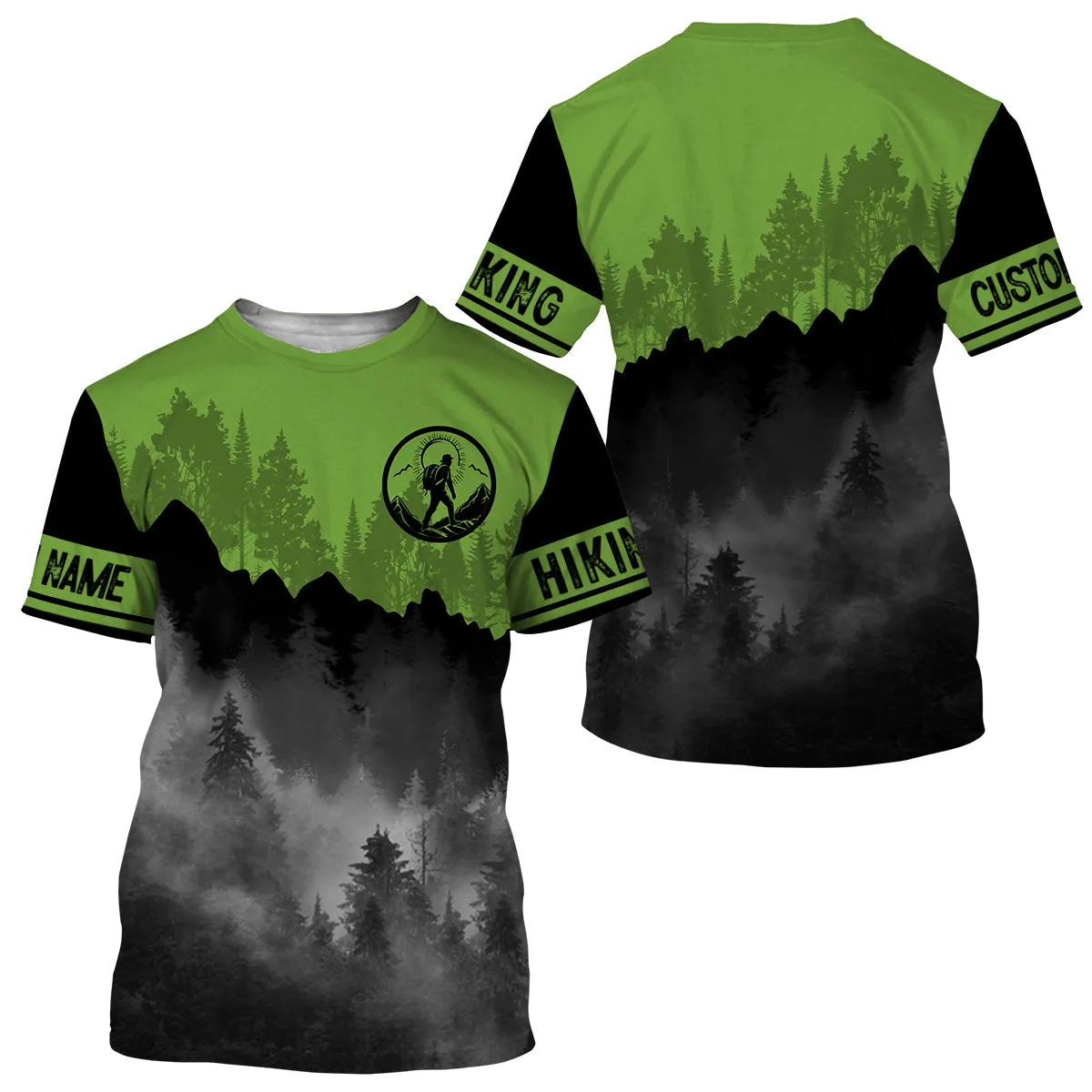 Green Hiking Forest Shirt for Men Women 3D Long Sleeve Hiking Shirts Clothes