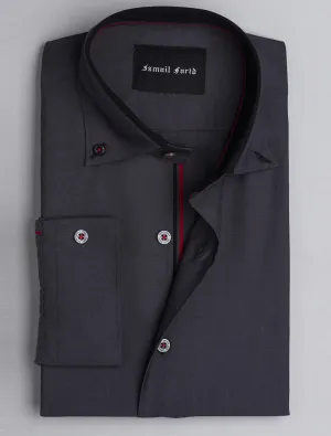 GREY BUTTON-DOWN SMART CASUAL SHIRT