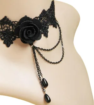 GUCABE Elegant Noble Simple Beautiful Women Dresses Accessories Punk Style Handmade Black Narrow Neck Choker Necklace Short Necklace for Girls (with A Black Rose)
