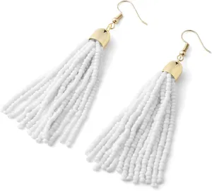 Handmade Beaded Tassel Earrings - Boho Drop Fringe Earrings for Women, Native American Indian Earrings