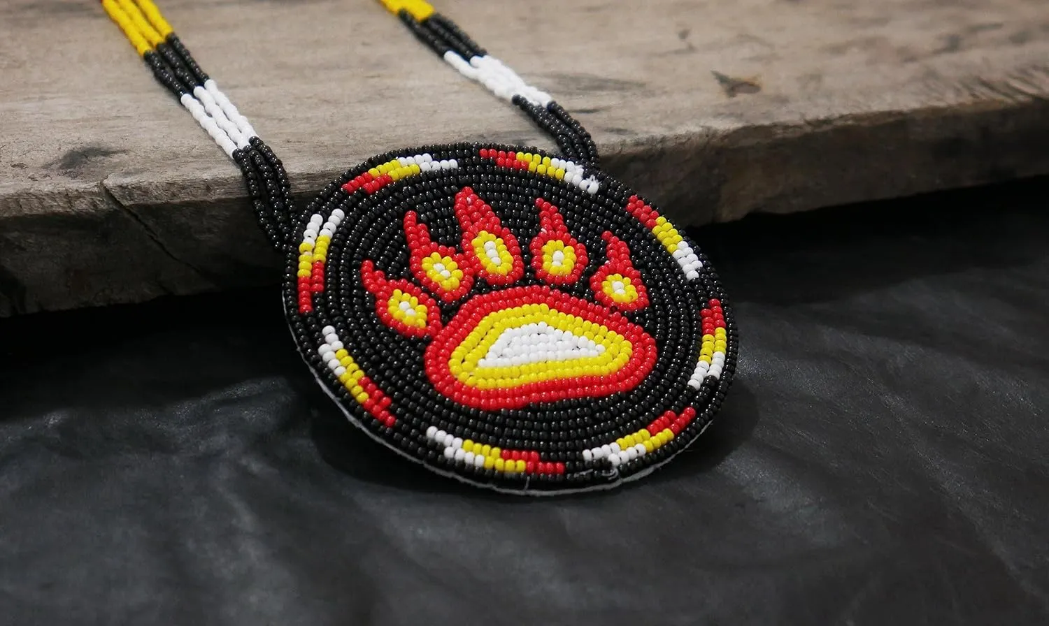 Handmade Native American Style Tribal ethnic Seed Bead Beaded Layered Medallion Necklace #1