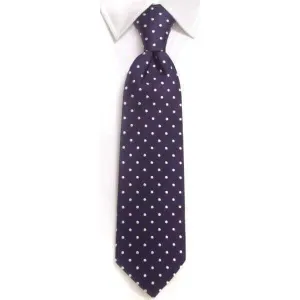 Handmade Navy & White Spot Silk Tie