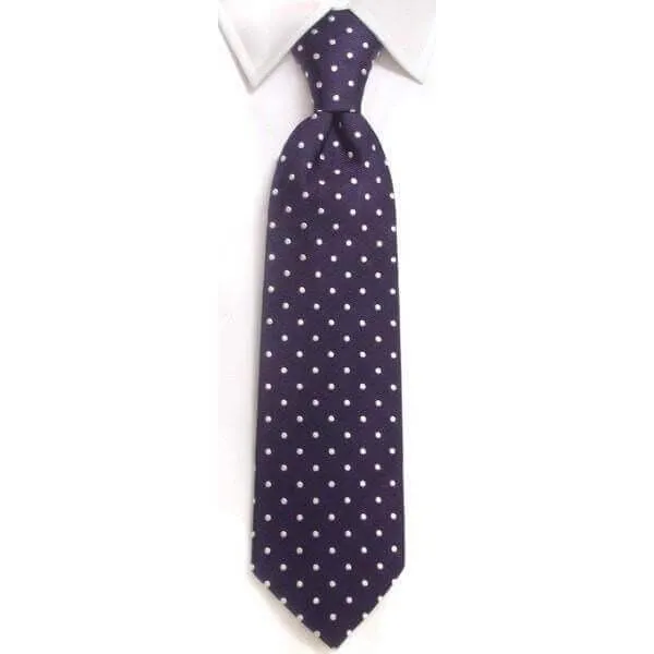 Handmade Navy & White Spot Silk Tie