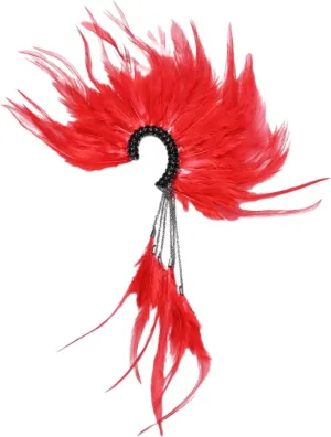 Handmade Plumage Ear Cuff Imitation Plumage Wrap Not Piercing Tassels Ear Clip Cuff Earrings for Women Wedding Cosplay