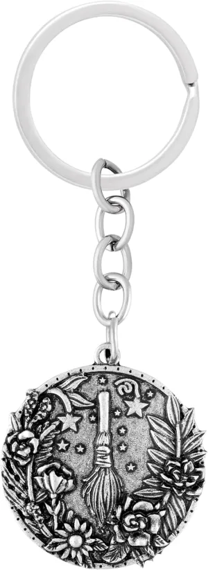 HAQUIL Magic Broom Witch Keychain, Vintage Charm Pendant, Key Ring Purse Bag, Hanging Keychain for Women Men Gift