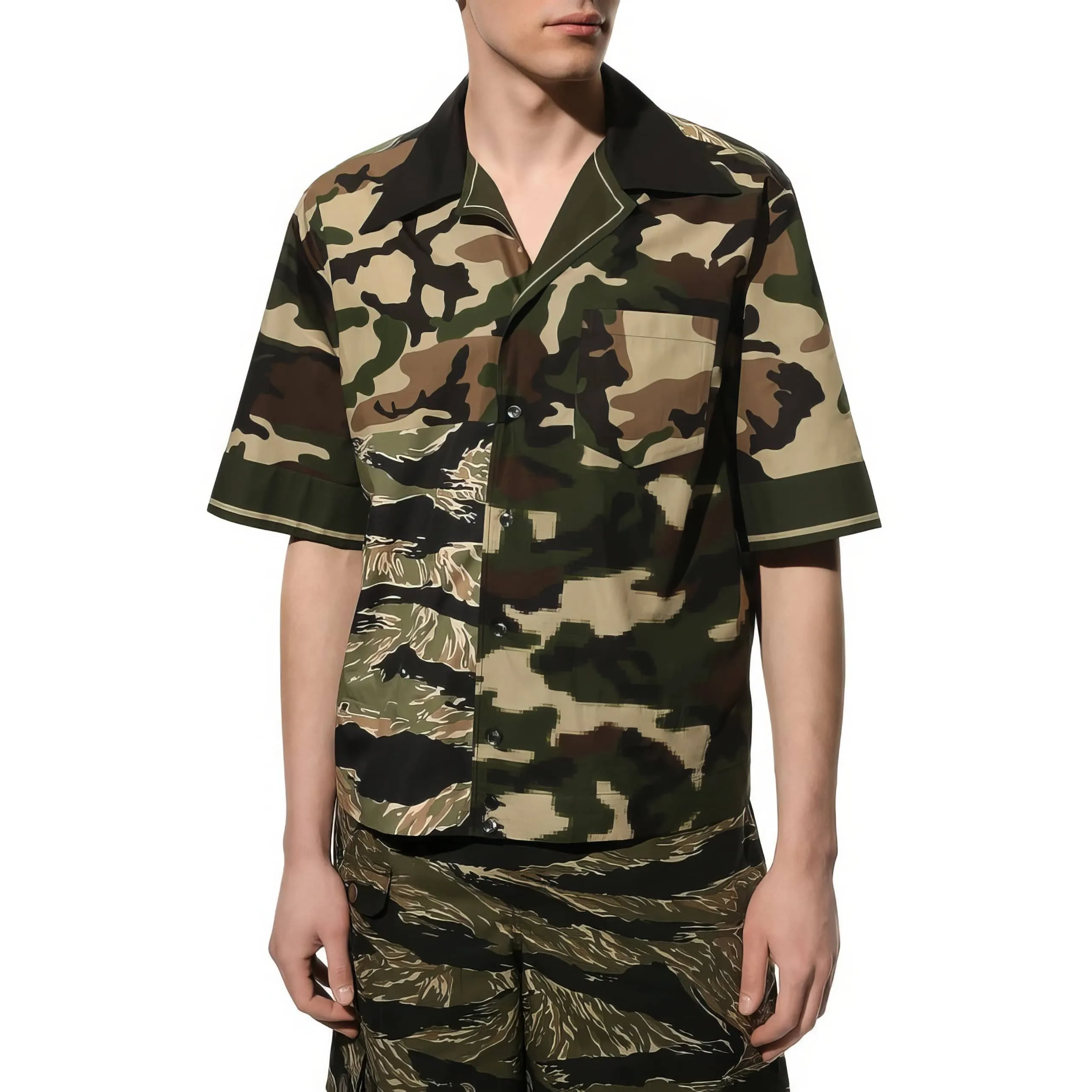 Hawaiian Shirt In Camo Print