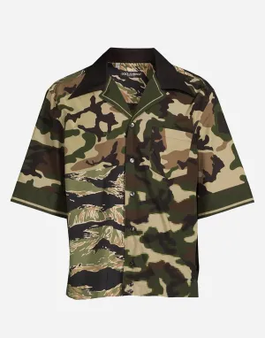 Hawaiian Shirt In Camo Print