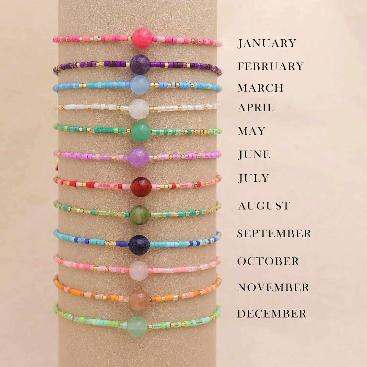 Healing Stone Colorful Beaded Bracelets for Women, Boho Adjustable Handmade Natural Stones Small Beads Friendship Outfit Accessories Jewelry Gift.