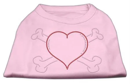 Heart and Crossbones Rhinestone Shirts Light Pink M (12)