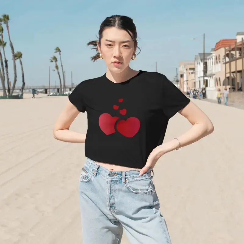 Hearts Women's Flowy Cropped Tee