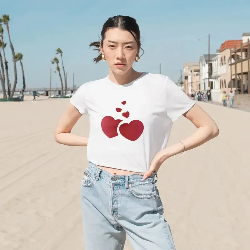 Hearts Women's Flowy Cropped Tee